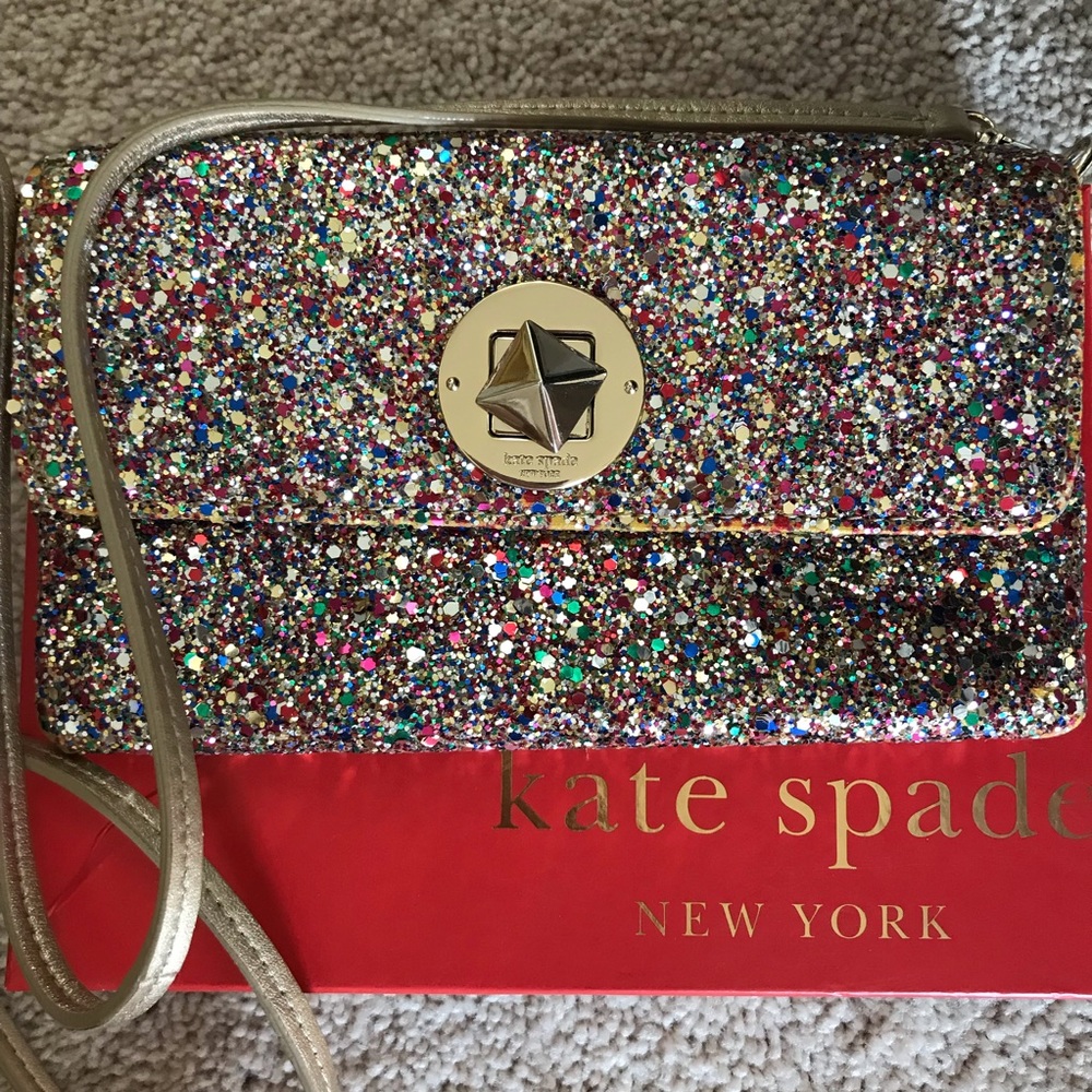 Kate Spade Glitter clutch with removable strap